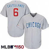 Cubs 6 Nick Castellanos Gray 150th Patch Cool Base Jersey Dzhi,baseball caps,new era cap wholesale,wholesale hats